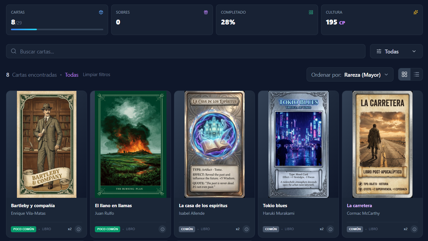 Cómo funciona un juego de cartas literarias online